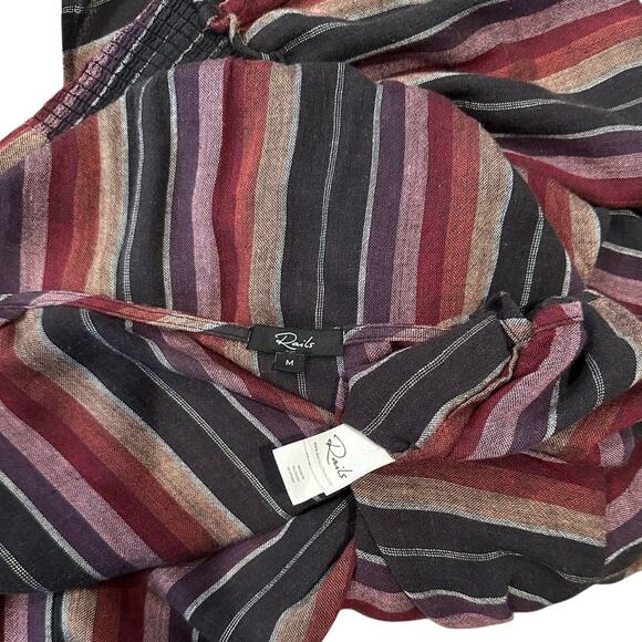 NEW Rails Lucca Linen Vertical Brava Stripe Striped Smocked Waist Mini Dress Med - Picture 11 of 12